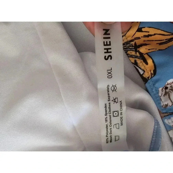 Shein Blue Floral one Piece Swimsuit - Picture 6 of 6